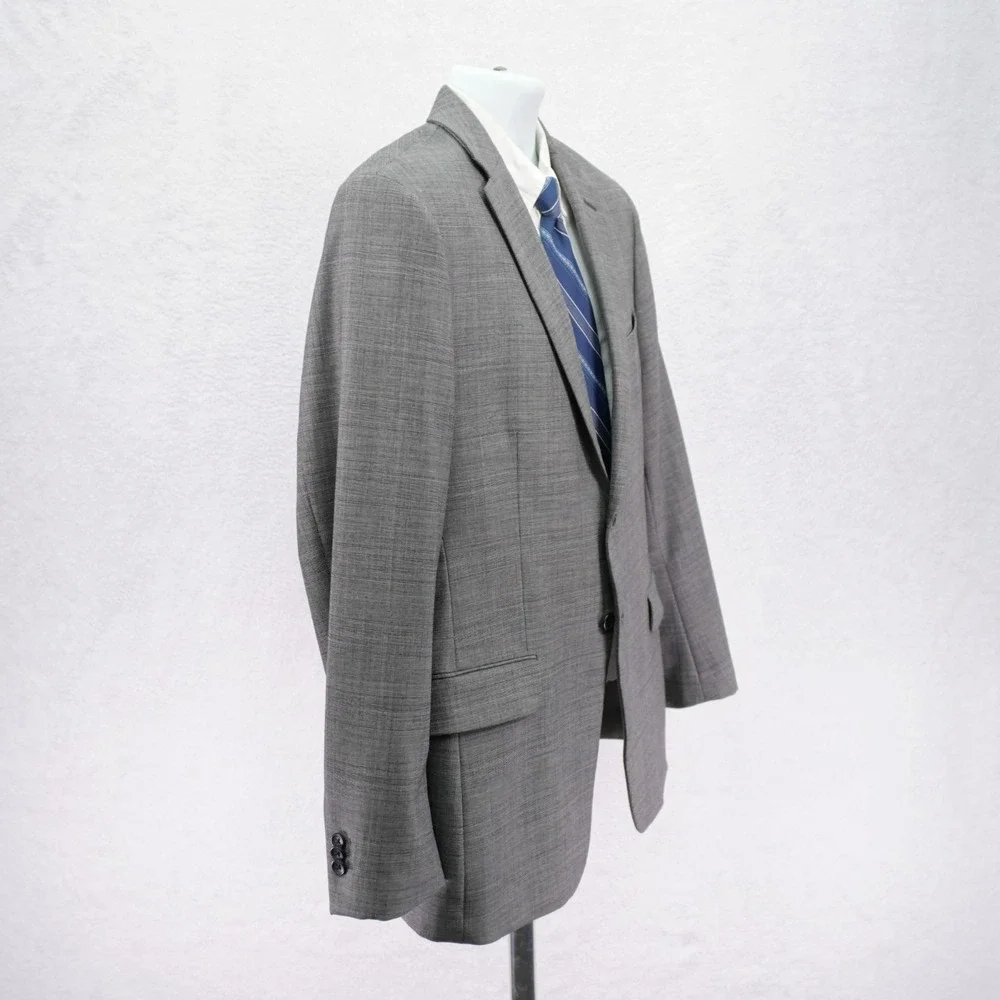 Banana Republic Wool 2 Piece Suit -40R  37 / 31.5- Gray Glen Plaid Flat Front Mi